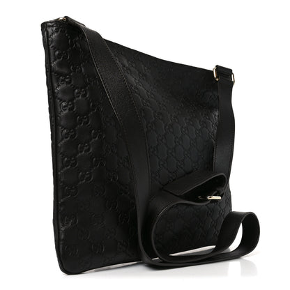 Gucci Guccissima Medium Flat Messenger Bag Black 3 of 10
