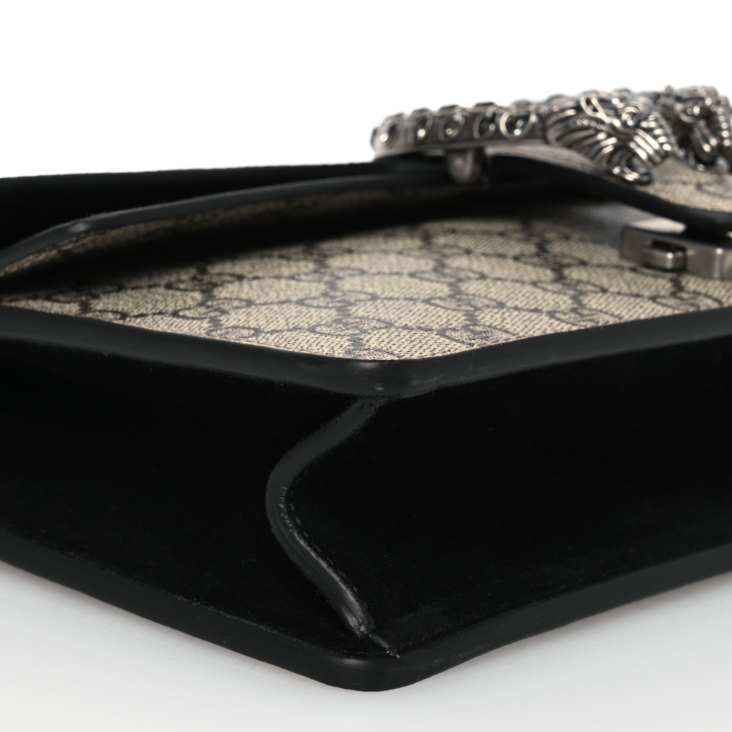 Gucci GG Supreme Monogram Suede Crystal Small Dionysus Shoulder Bag Beige Ebony Black 9 of 13