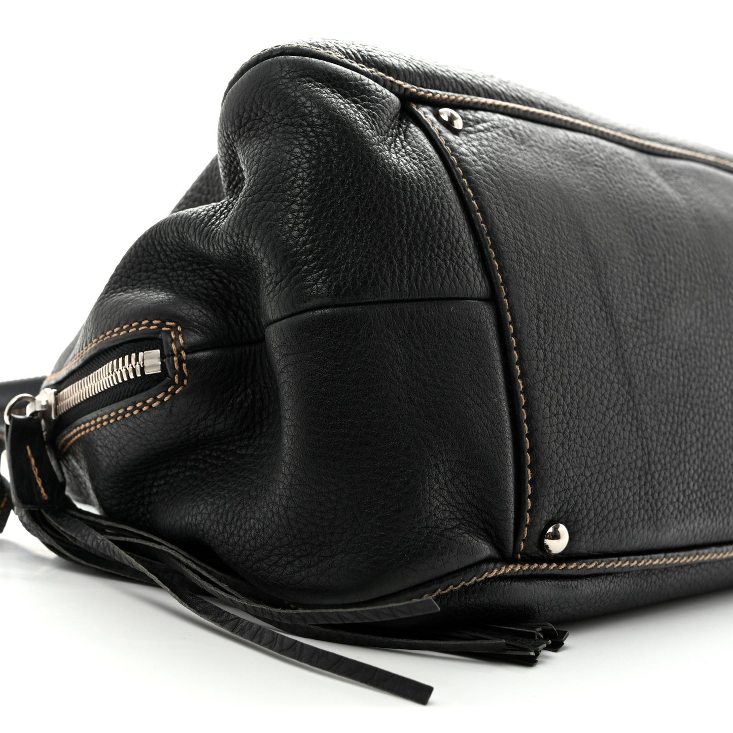 Calfskin Large Tassel Bowler Black