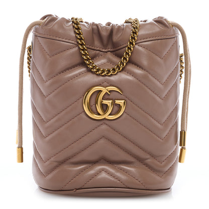 Gucci Calfskin Matelasse Mini GG Marmont 2.0 Bucket Bag Porcelain Rose 1 of 8