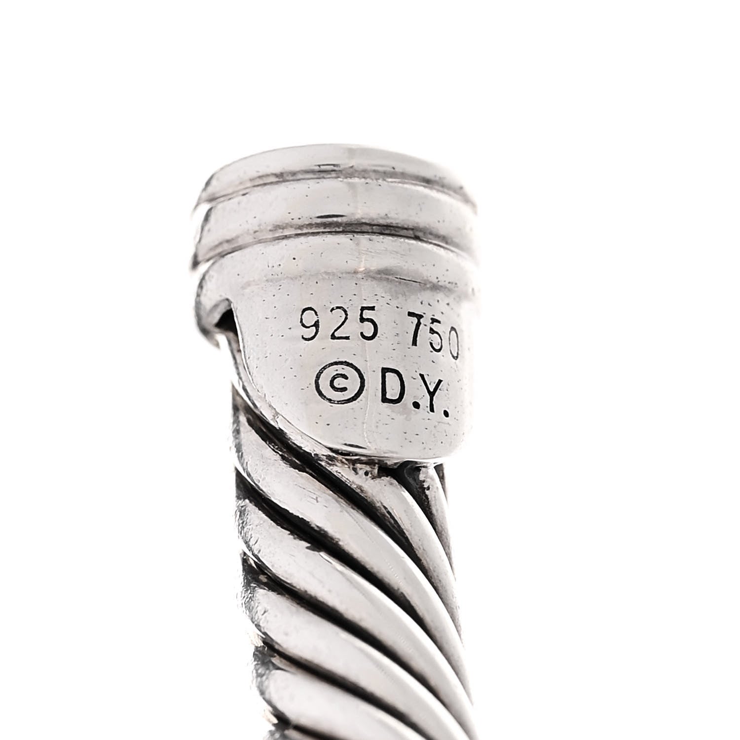 David Yurman Sterling Silver 18K Rose Gold Pink Sapphire 5mm Cable Classics Single Station Bracelet 3 of 4
