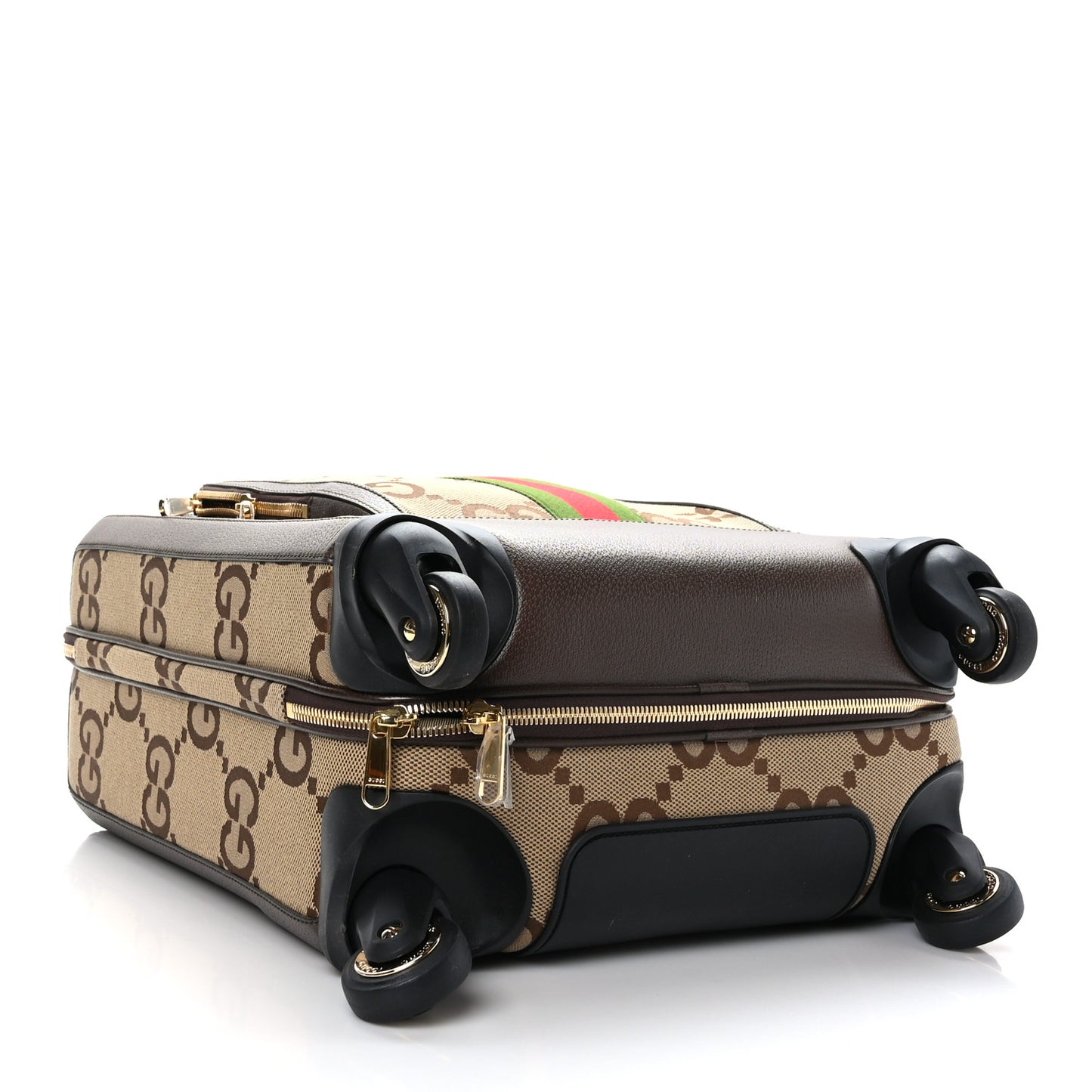 Monogram Jumbo GG Textured Dollar Calfskin Web Small Savoy Cabin Trolley Camel Ebony New Acero