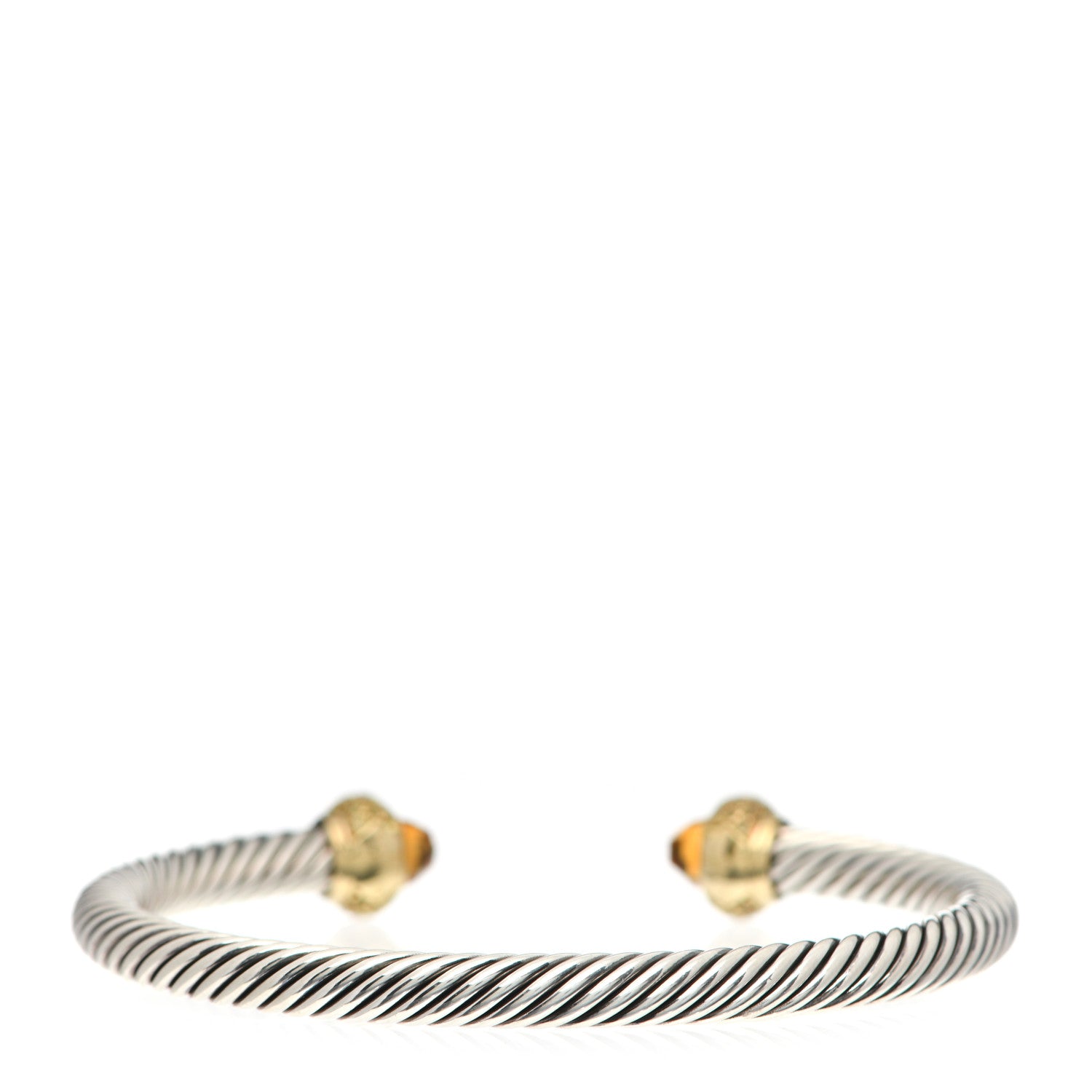 David Yurman Sterling Silver 18K Yellow Gold Citrine Yellow Sapphire 5mm Candy Cable Bracelet 3 of 5