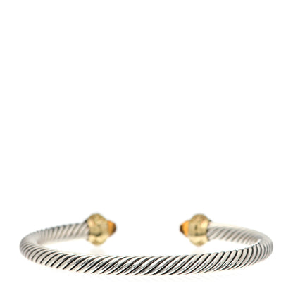 David Yurman Sterling Silver 18K Yellow Gold Citrine Yellow Sapphire 5mm Candy Cable Bracelet 3 of 5