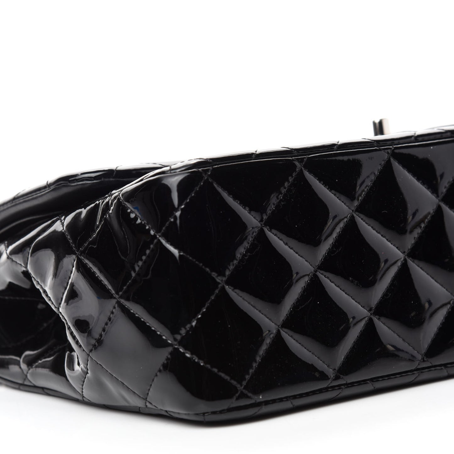Patent Quilted Jumbo Double Flap Black
