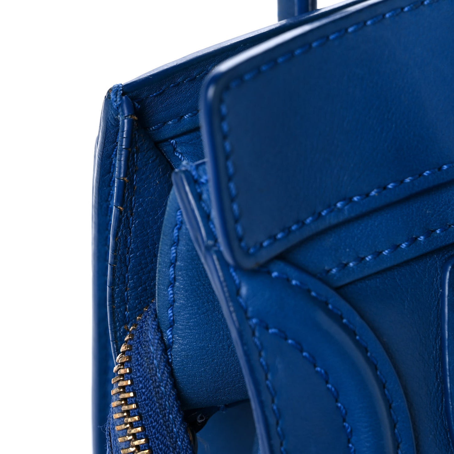 Drummed Calfskin Nano Luggage Indigo