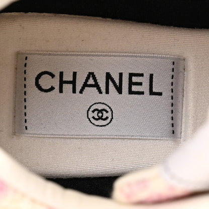 Chanel Tweed Suede Calfskin Womens CC Sneakers 40 Pink Ecru 6 of 11