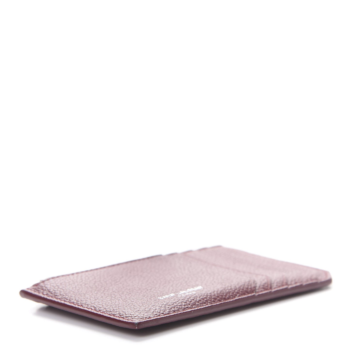 Grained Calfskin 5 Fragments Zip Pouch Card Holder Burgundy