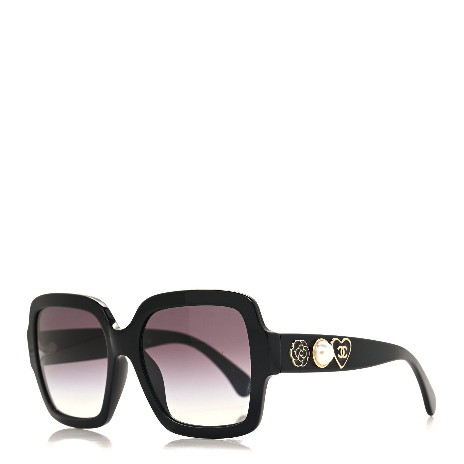 Chanel Acetate Charms Pearl Square Sunglasses 5479-A Black Gold 1 of 7