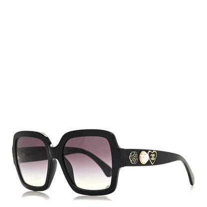 Chanel Acetate Charms Pearl Square Sunglasses 5479-A Black Gold 1 of 7