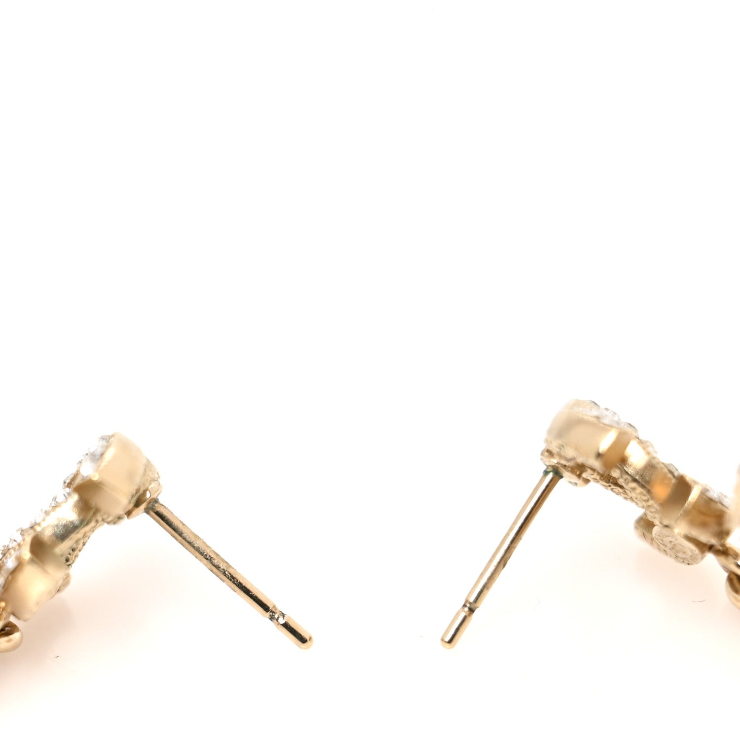Chanel Crystal Pearl CC Drop Earrings Gold 2 of 3
