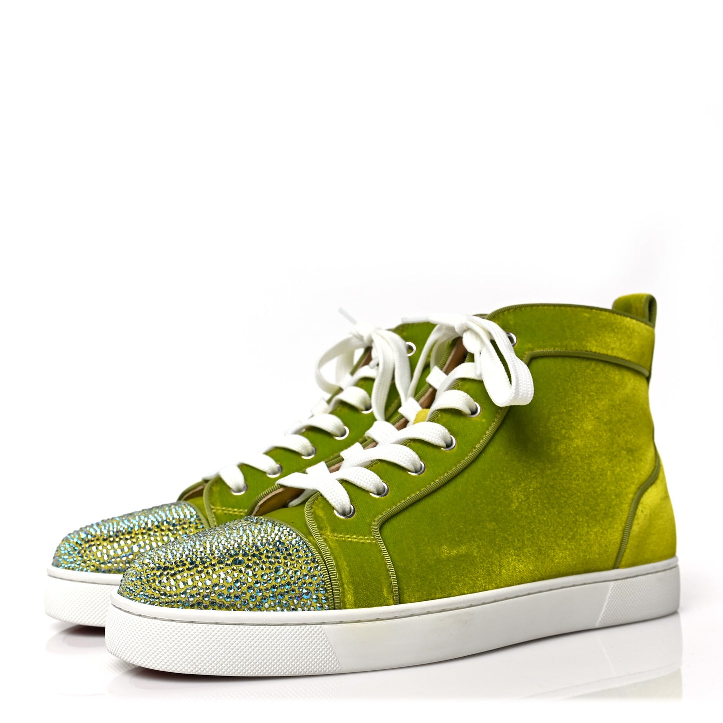 Velvet Calfskin Strass Womens Louis Flat Sneakers 41 Bourgeon Bianco