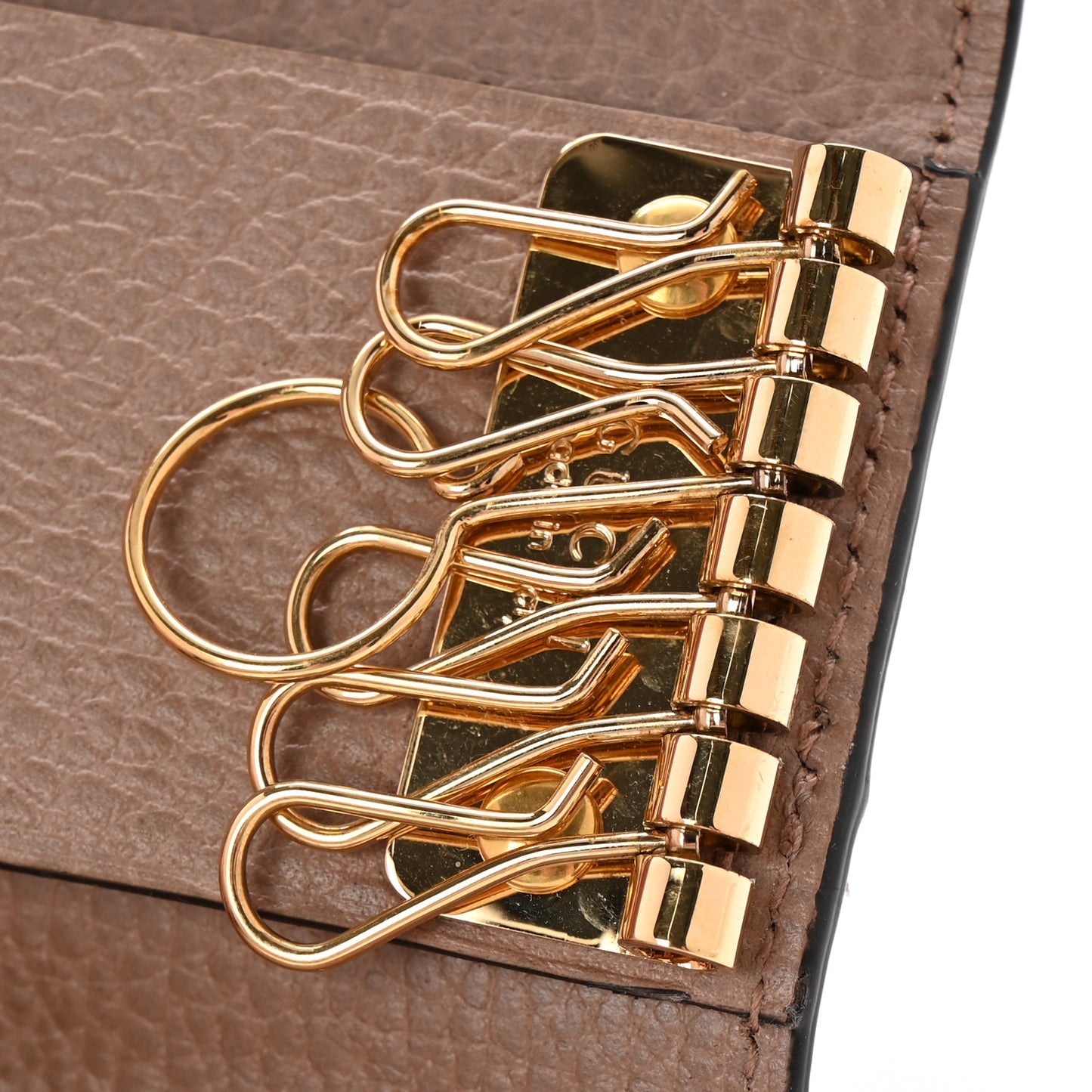 Dollar Calfskin GG Supreme Monogram GG Marmont 6 Key Holder Case Porcelain Rose Beige Ebony