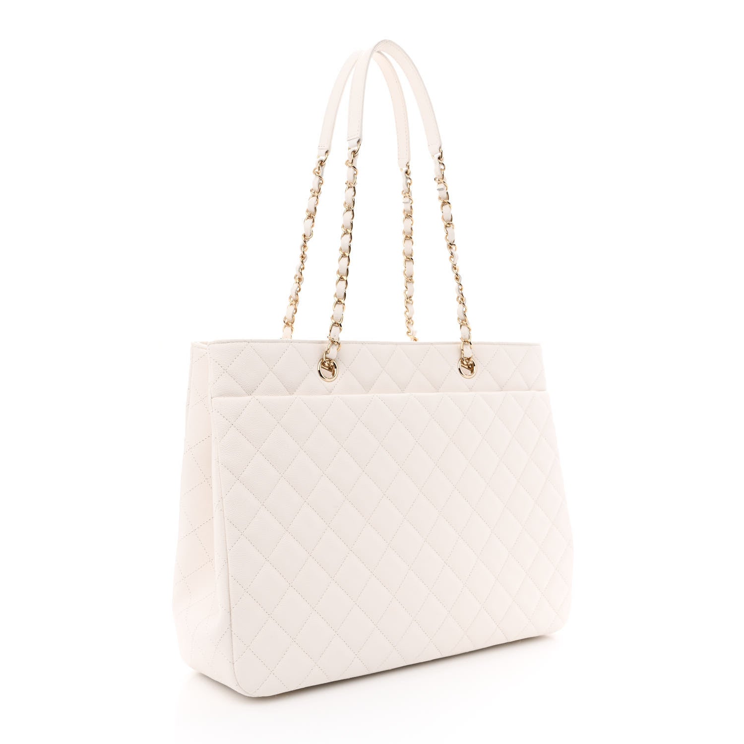 Chanel Caviar Quilted Large Classic Shopping Tote White 3 of 10