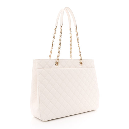 Chanel Caviar Quilted Large Classic Shopping Tote White 3 of 10