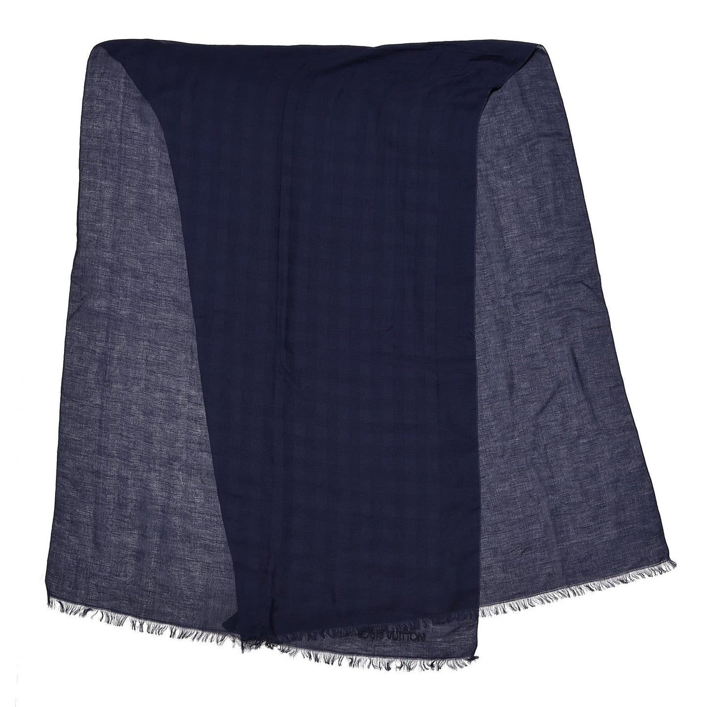 Cotton Silk Damier Stole Marine