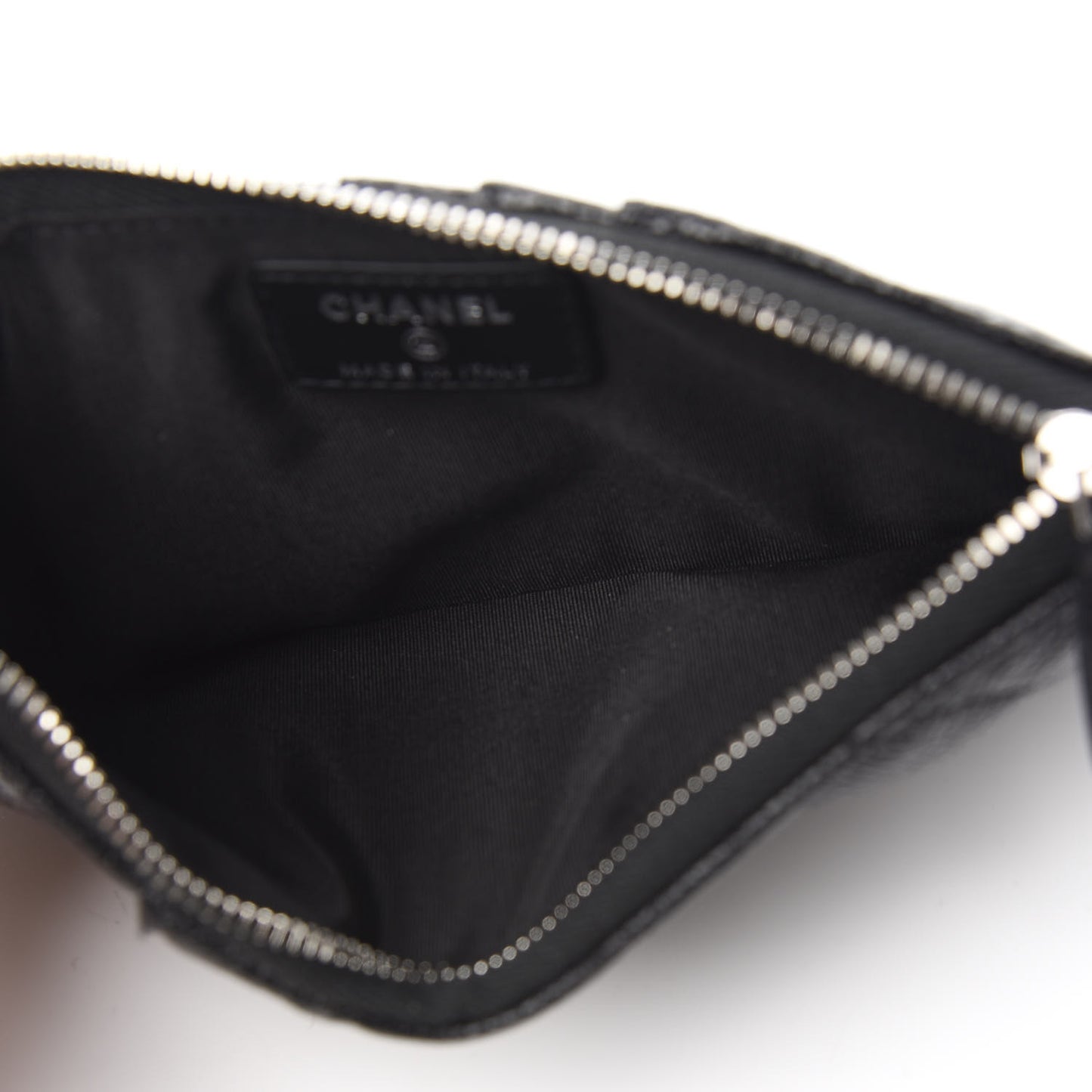 Caviar Quilted Classic Flat Wallet Pouch Black