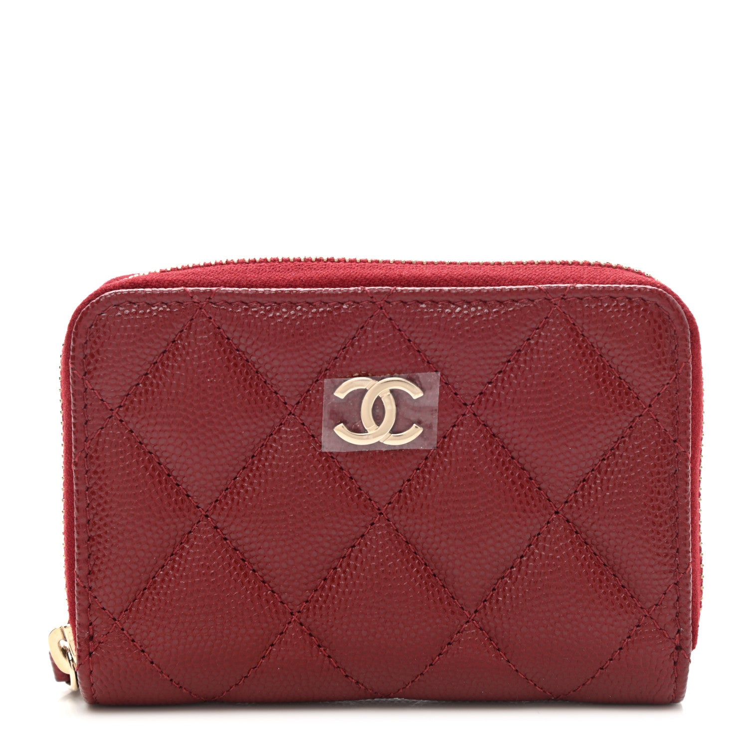 Chanel Caviar Quilted Zip Around Coin Purse Burgundy 1 of 8