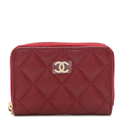 Chanel Caviar Quilted Zip Around Coin Purse Burgundy 1 of 8