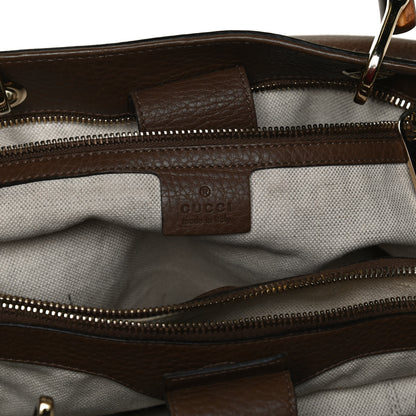 Gucci Pebbled Calfskin Medium Bamboo Shopper Tote Acero 6 of 13