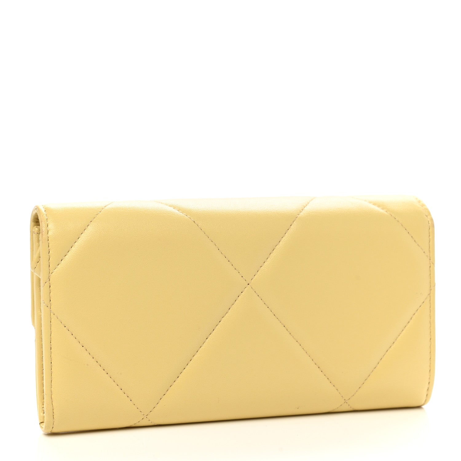 Chanel Lambskin Quilted Chanel 19 Flap Wallet Yellow 3 of 9