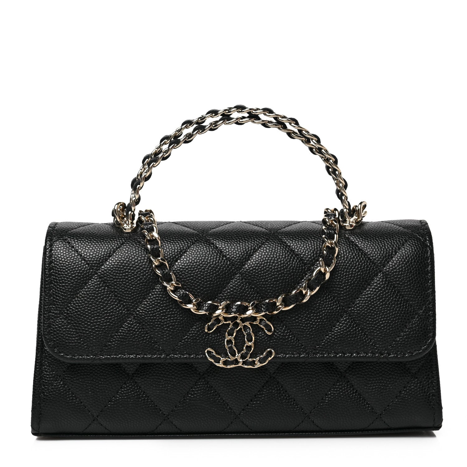 Chanel Caviar Quilted Chain Match Top Handle Phone Holder With Chain Black 1 of 8