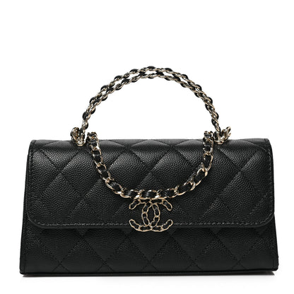 Chanel Caviar Quilted Chain Match Top Handle Phone Holder With Chain Black 1 of 8