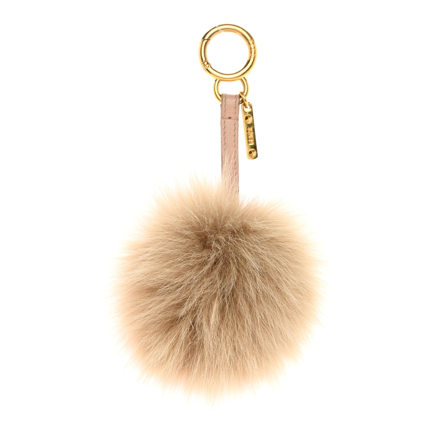 Fendi Fox Fur Vitello Elite Bi-Color Pom Pom Bag Charm Rosa Cammello Cipria 1 of 5