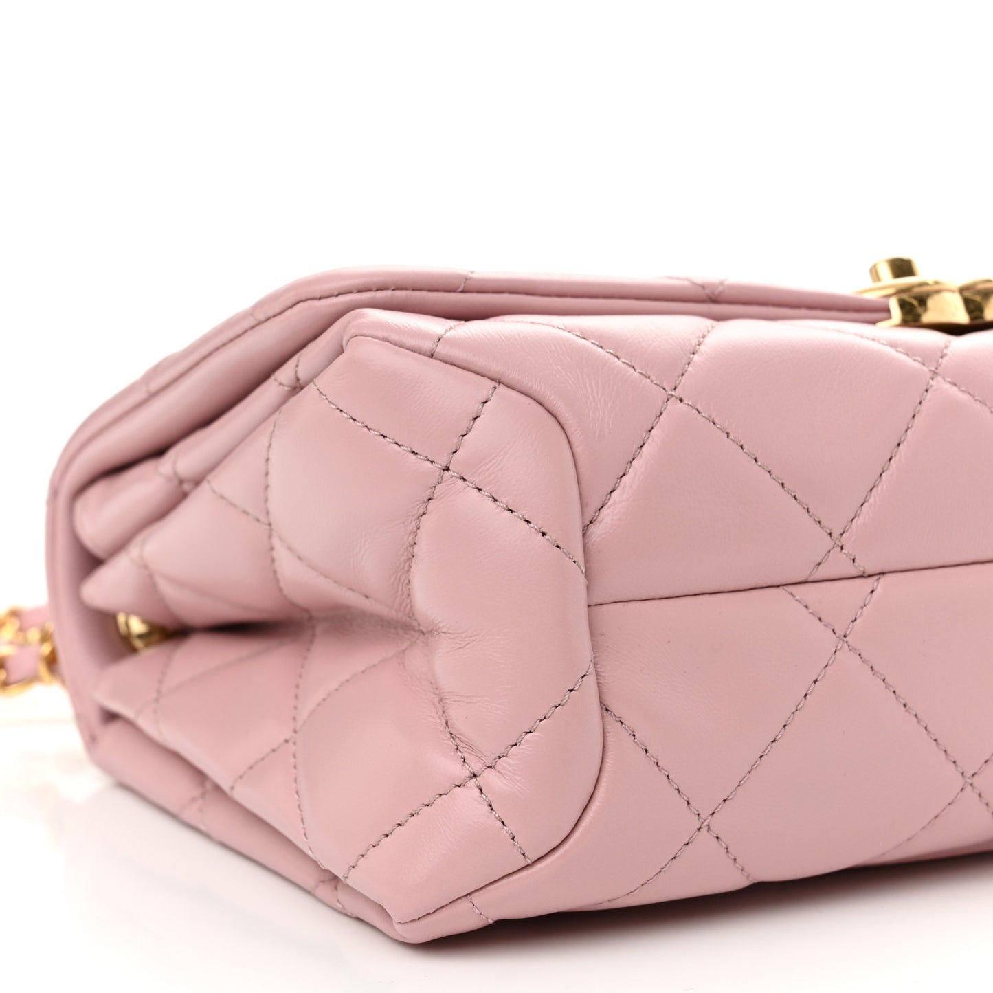 Lambskin Quilted Medium Color Match Flap Light Pink