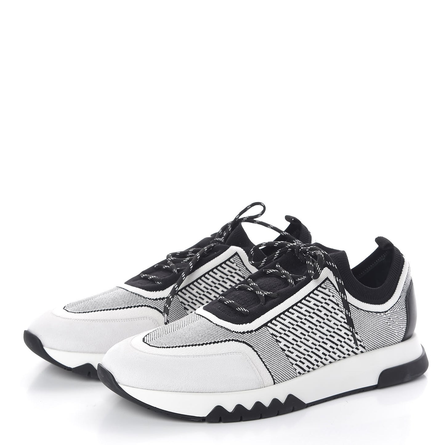 Knit Goatskin Mens Addict Sneakers 45 Black White