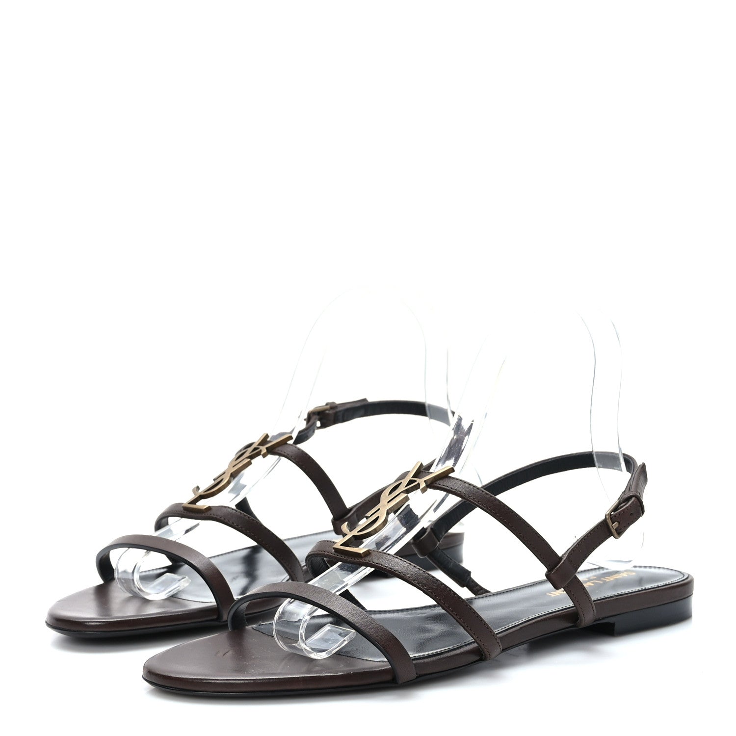 Saint Laurent Calfskin Cassandra Monogram Sandals 39.5 Moro 3 of 9