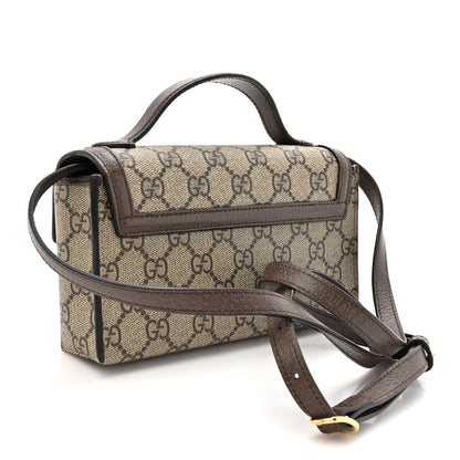 Gucci GG Supreme Monogram Calfskin Mini Ophidia Top Handle Bag Beige Ebony New Acero 3 of 15