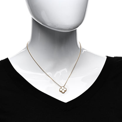 Van Cleef & Arpels 18K Yellow Gold Diamond Yellow Mother of Pearl Vintage Alhambra Pendant Necklace 2 of 6