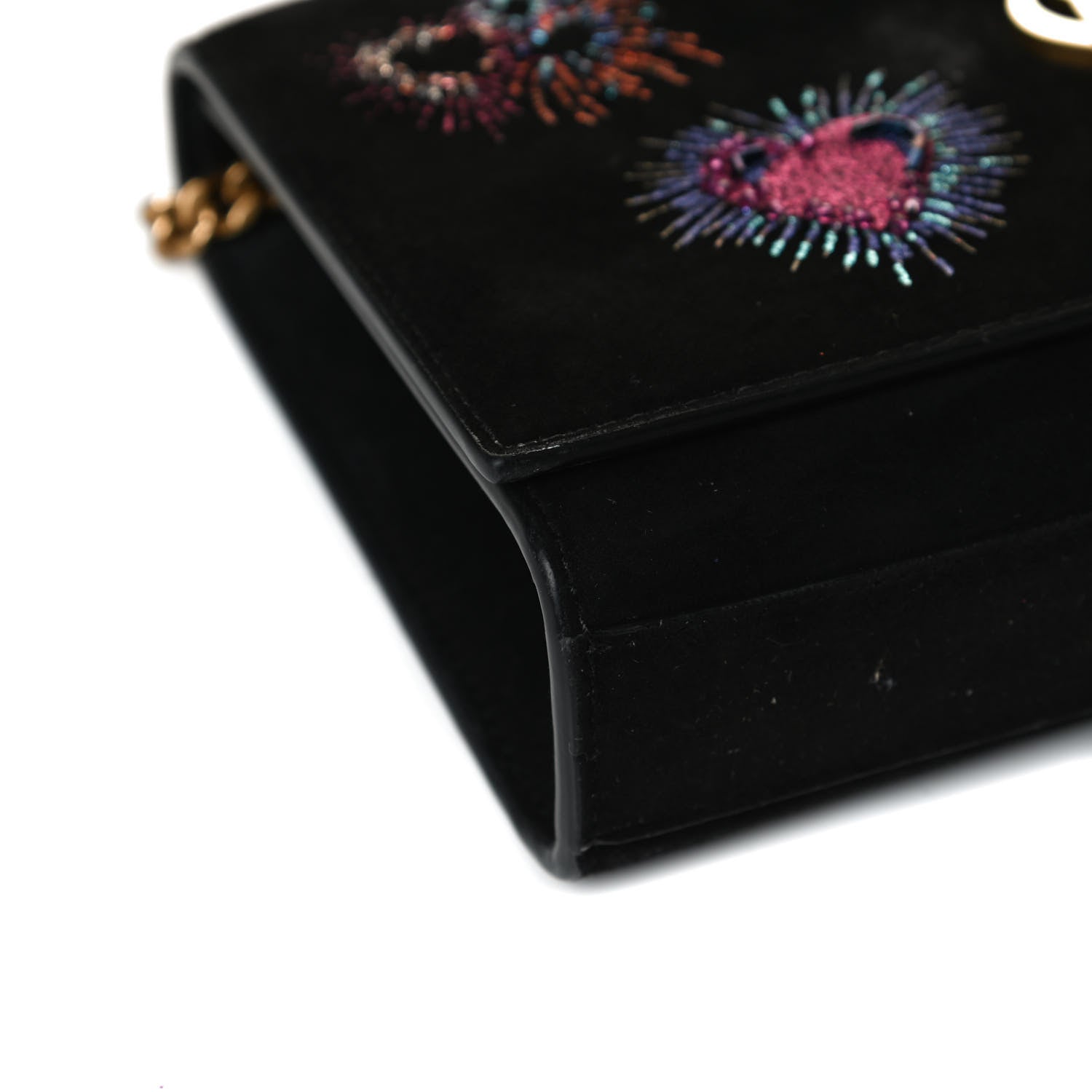 Saint Laurent Suede Embroidered Small Monogram Kate Satchel Black 13 of 16