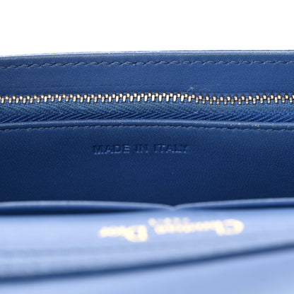 Christian Dior Grained Calfskin Diorama Wallet on Chain Pouch Blue 7 of 10