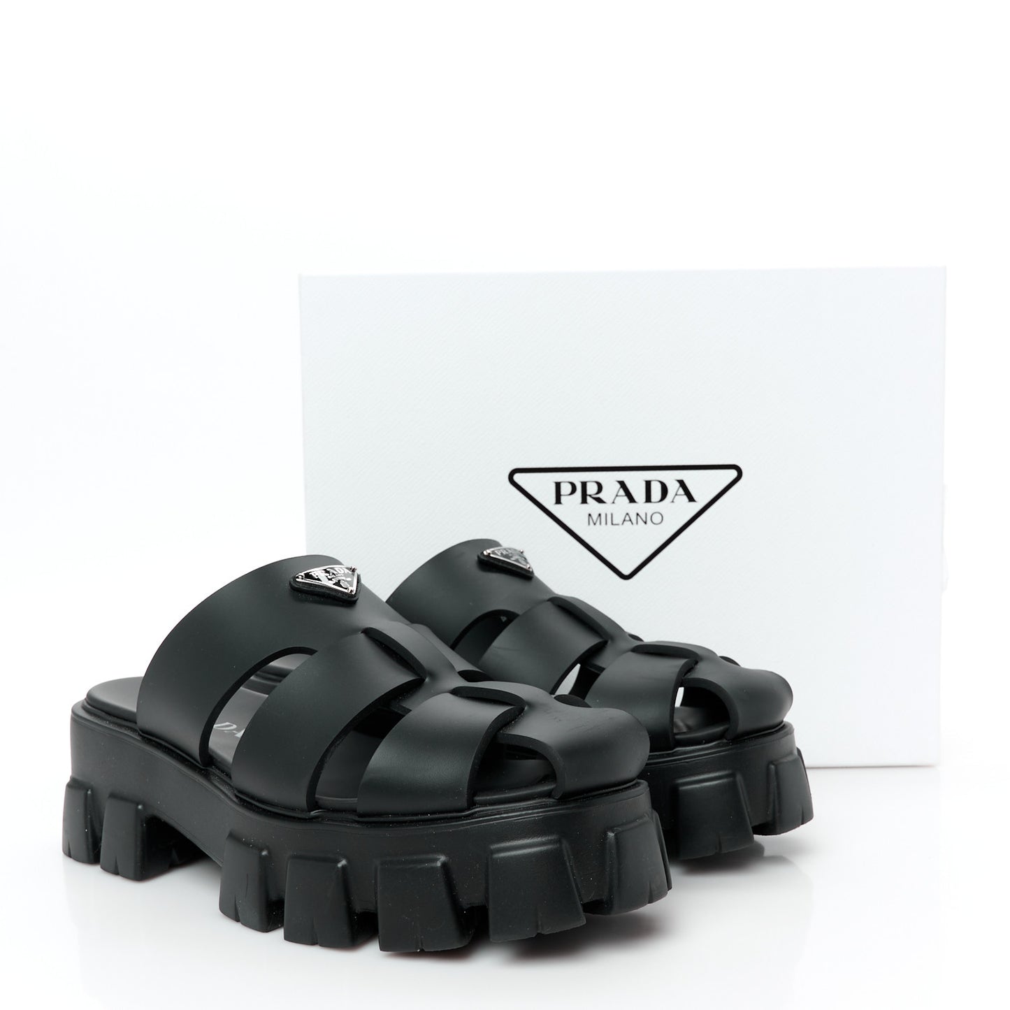 Foam Rubber Triangle Logo Monolith 55mm Cage Sandals 41 Black