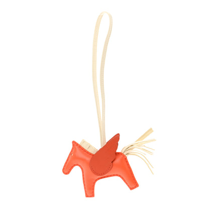 Hermes Milo Lambskin Grigri Rodeo Pegase Horse Bag Charm PM Orange Poppy Craie Terre Battue 1 of 6