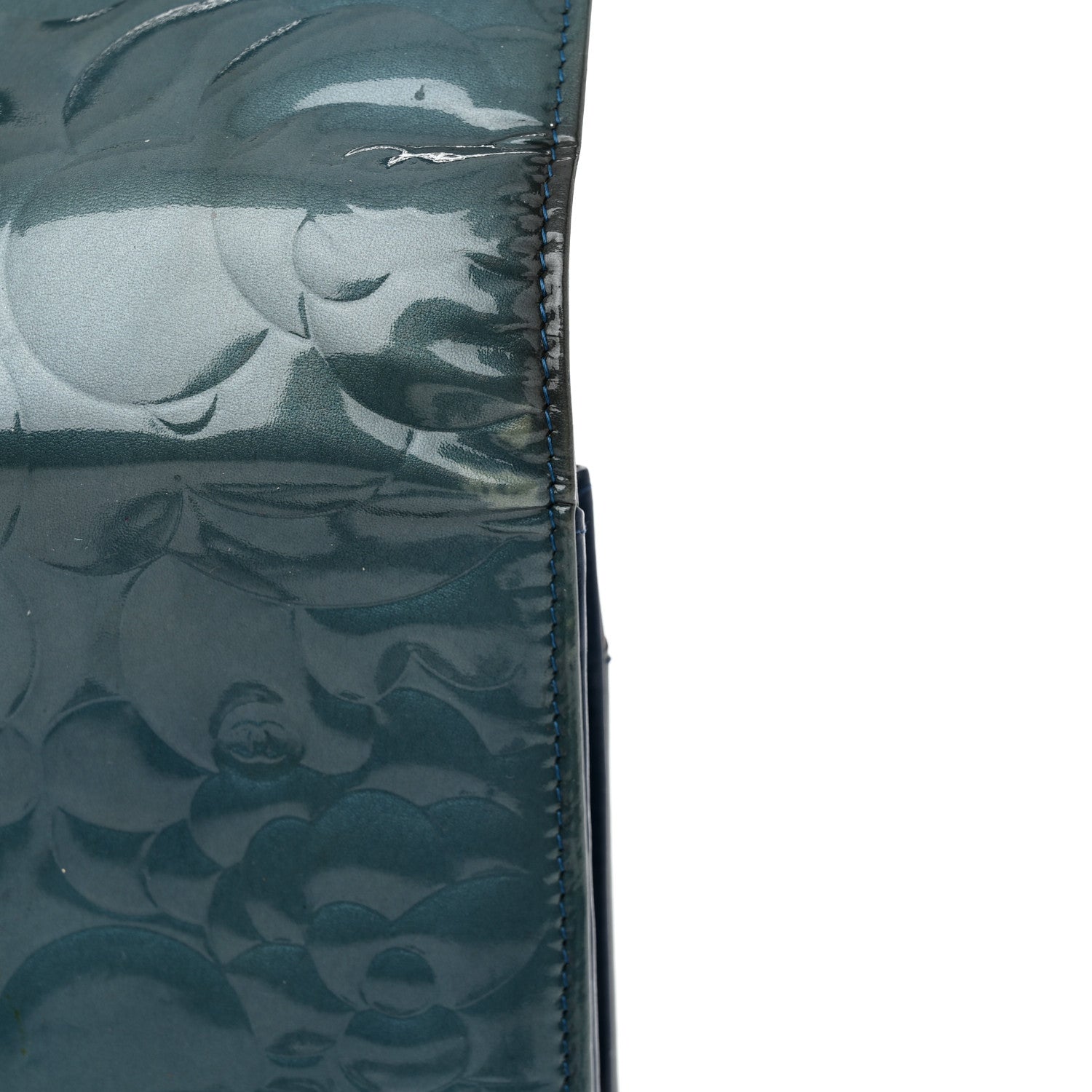 Chanel Patent Camellia Wallet on Chain WOC Royal Blue 15 of 18
