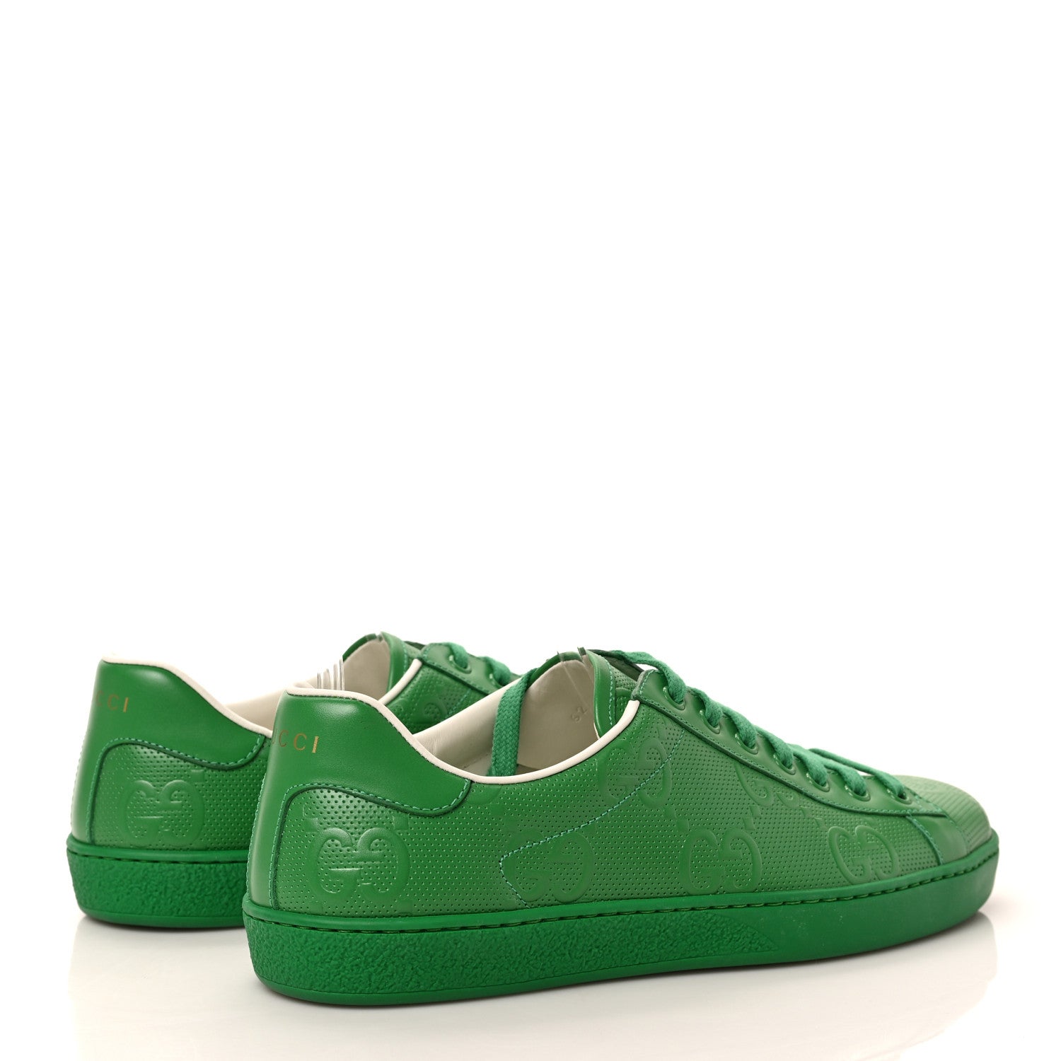 Gucci Calfskin GG Tennis Embossed Mens Ace Sneakers 8 New Shamarock 4 of 10