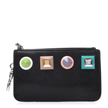 Fendi Vitello Liberty Studded Large Key Case Pouch Black Multicolor 1 of 8