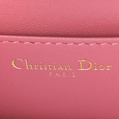 Christian Dior Grained Calfskin Supple Cannage Caro Compact Zipped Wallet Pink Yarrow 6 of 8