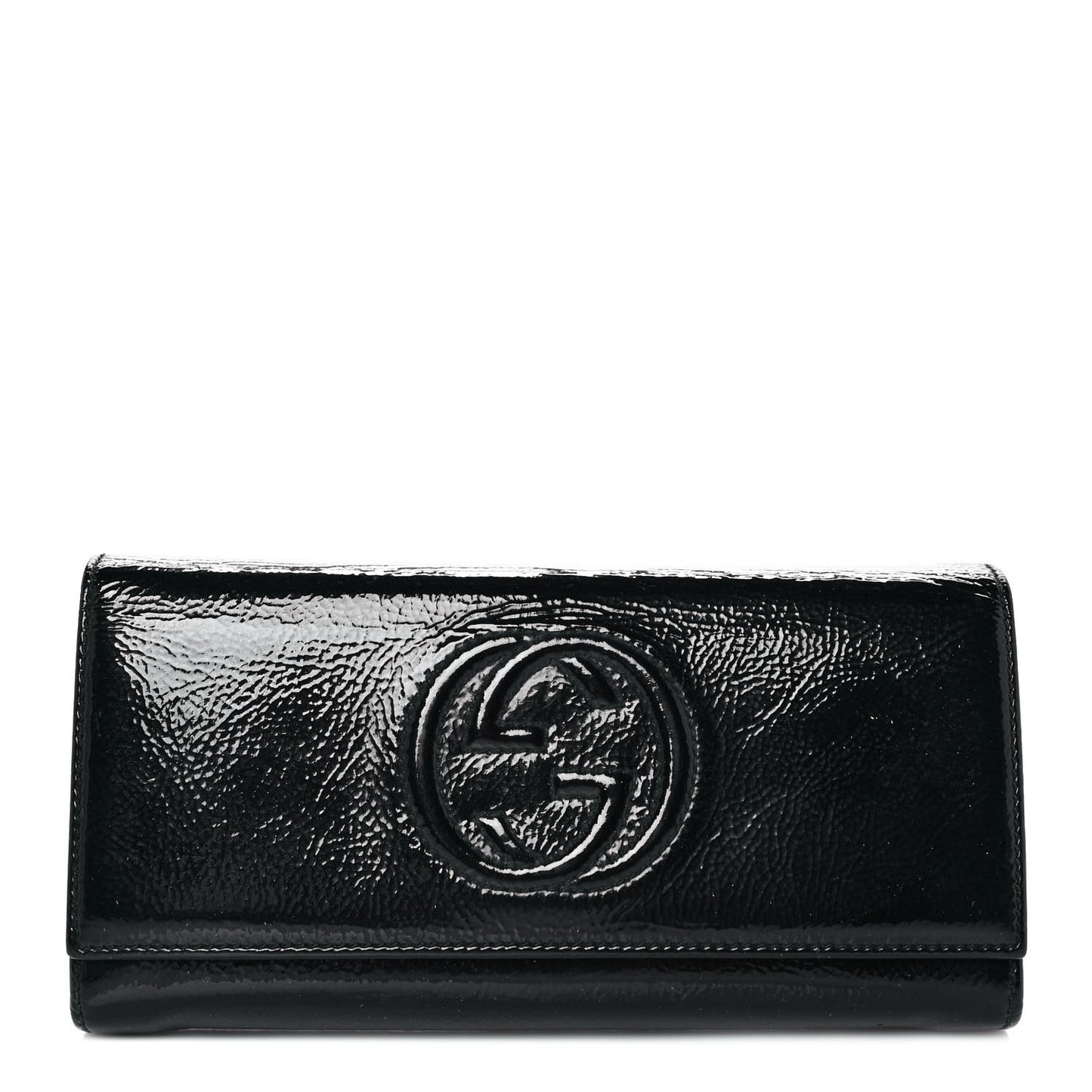 Patent Calfskin Large Soho Continental Wallet Black