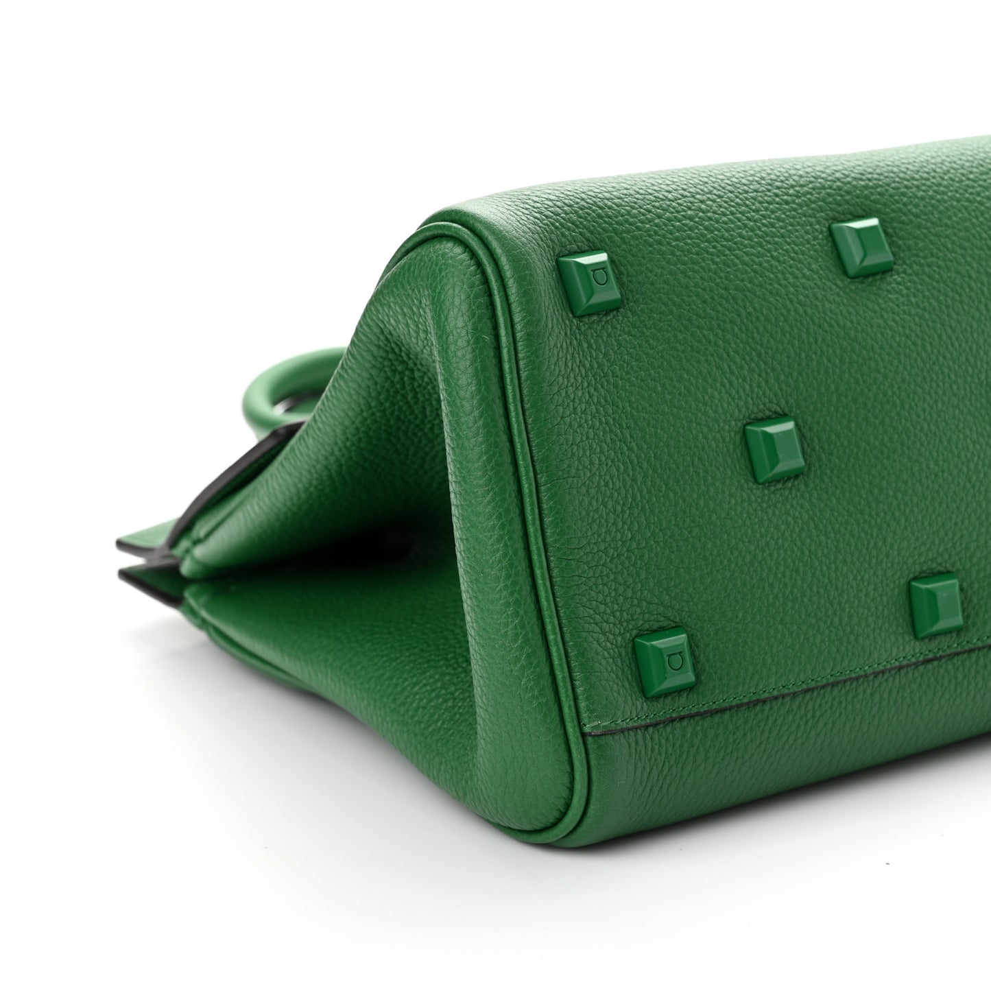 Grained Calfskin Studio Top Handle Bag Green