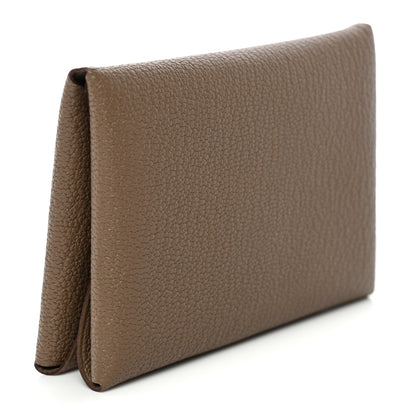 Hermes Chevre Mysore Calvi Duo Card Case Etoupe 3 of 9