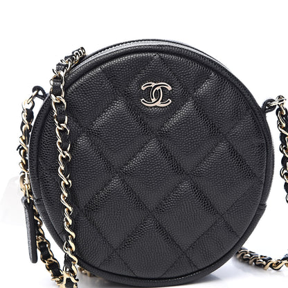 Chanel Caviar Quilted Round Clutch With Chain Black 10 of 11