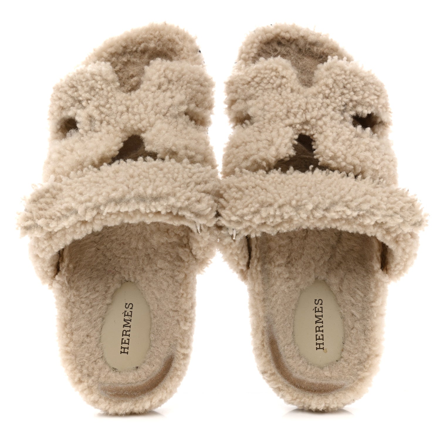 Hermes Woolskin Womens Chypre Sandals 40 Ecru 2 of 9