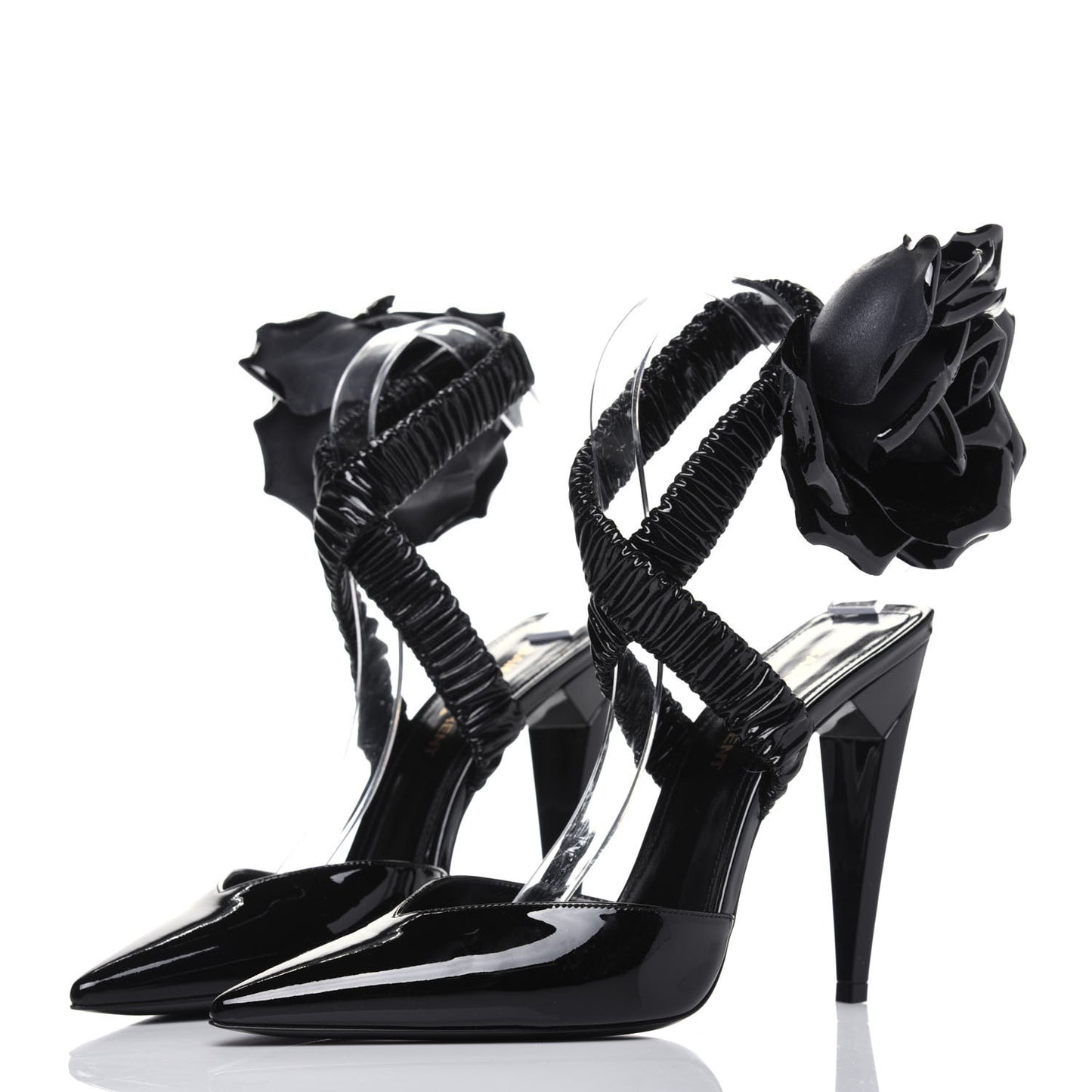 Patent Freja 105 Flower Ankle Pumps 37.5 Black
