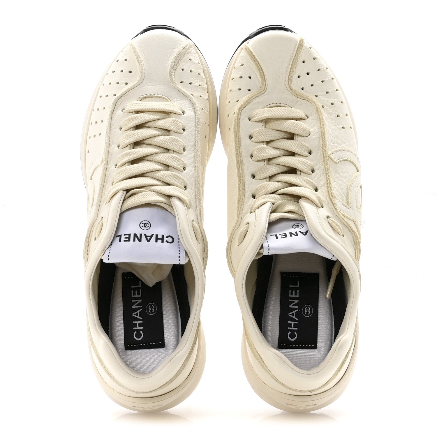 Chanel Calfskin Perforated CC Sneakers 36.5 White 1833811