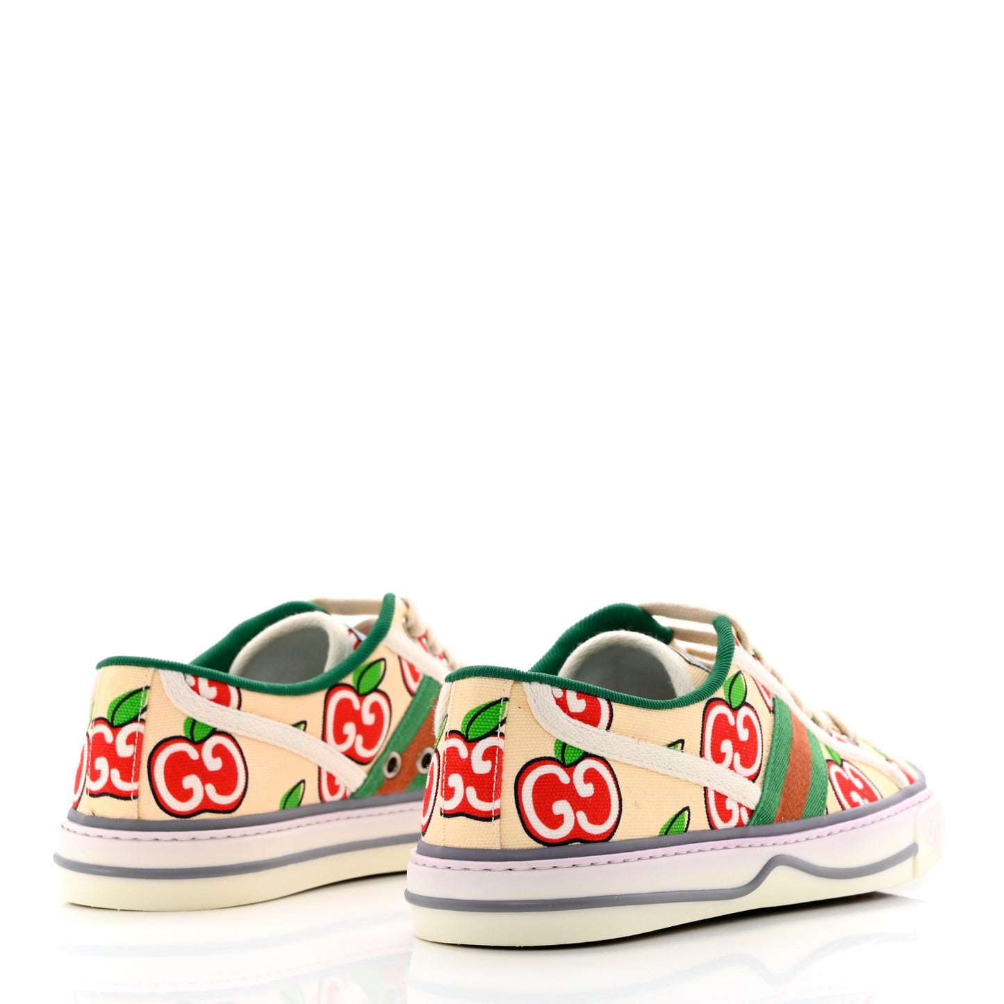 Canvas Web GG Apple Womens 1977 Tennis Sneakers 37 Ivory Red Mystic White New Shamarock