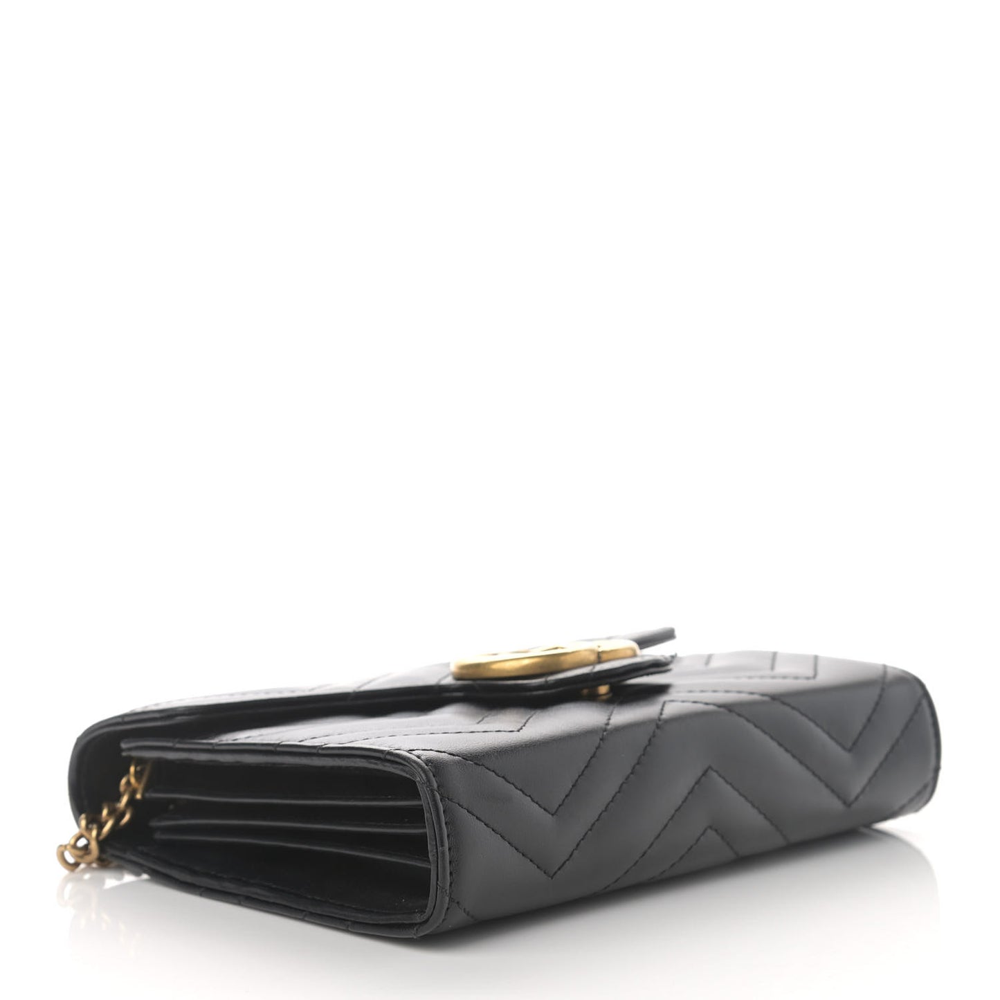 Calfskin Matelasse GG Marmont Chain Wallet Black